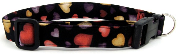 Tossed Hearts on Black Dog Collar